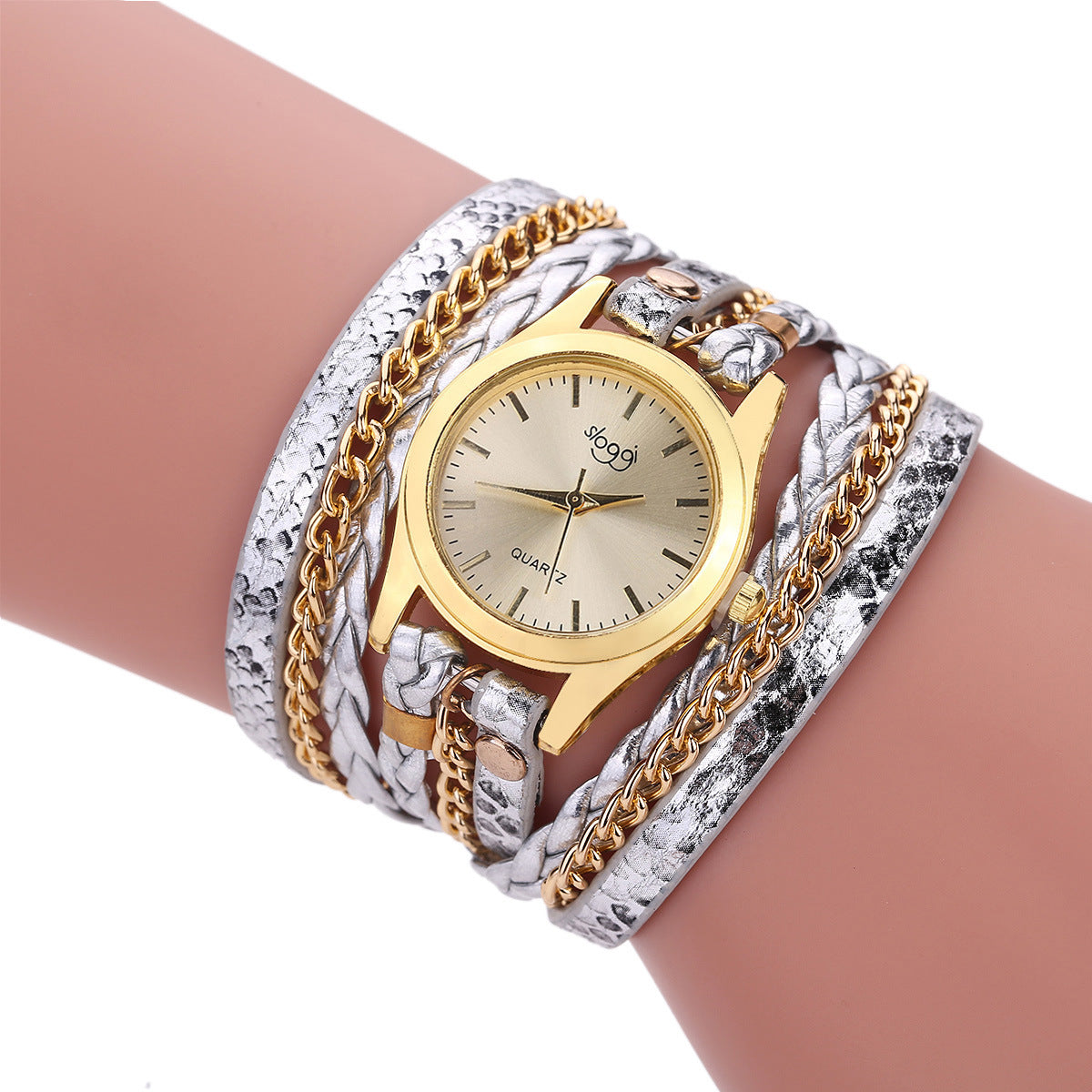 Ladies Wrap Bracelet Watch — Woven Strap, 7 Colors