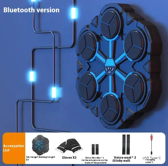Smart Interactive Boxing Target with Bluetooth Music & LED Reaction Lights – Home Fitness Trainer