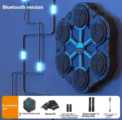 Smart Interactive Boxing Target with Bluetooth Music & LED Reaction Lights – Home Fitness Trainer
