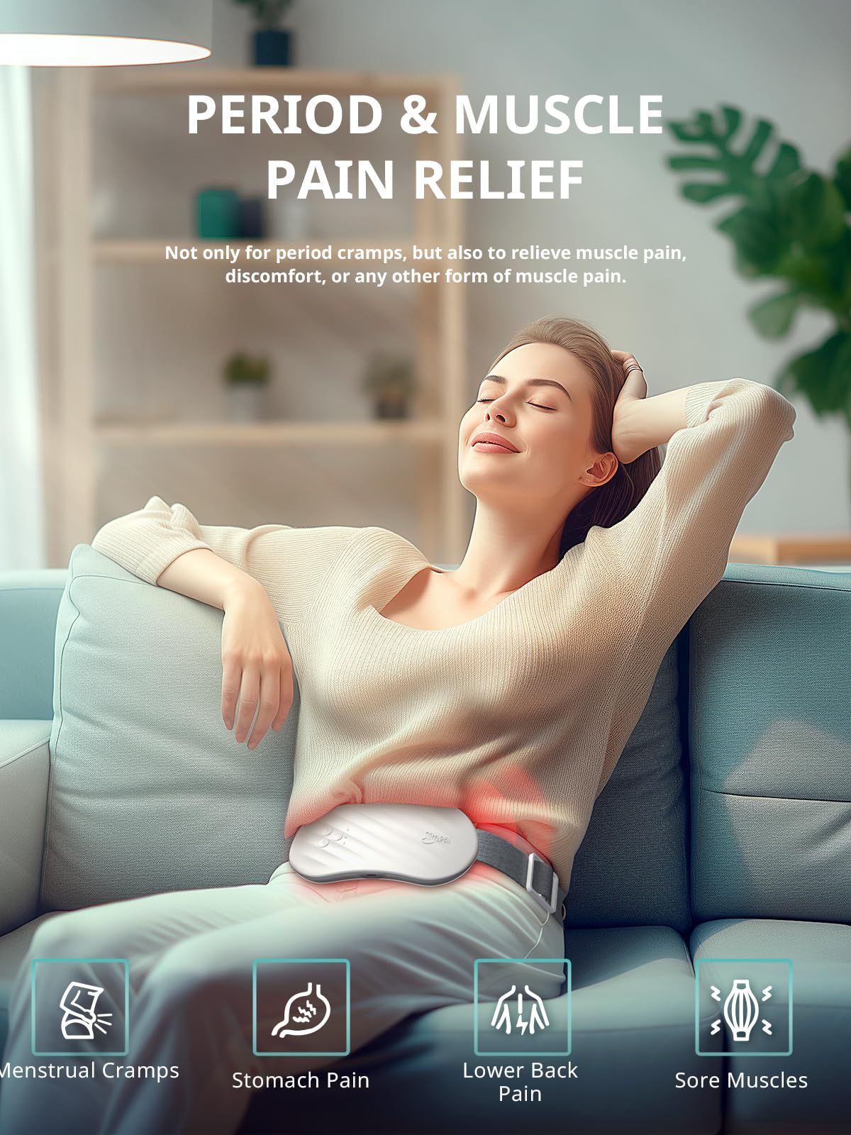 Rechargeable Electric Heating Belt for Period Pain & Cramps – Back & Belly Massager
