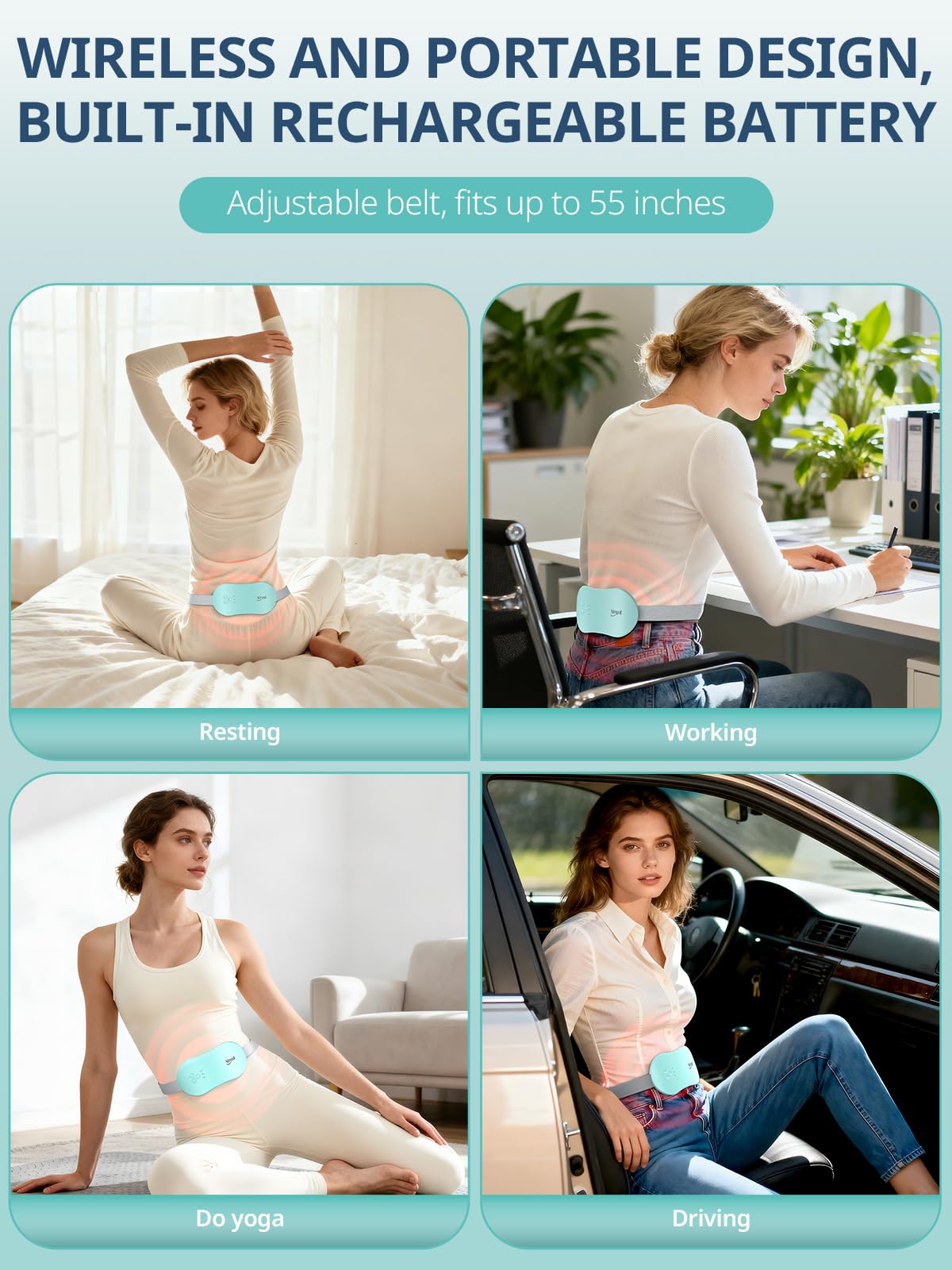 Rechargeable Electric Heating Belt for Period Pain & Cramps – Back & Belly Massager