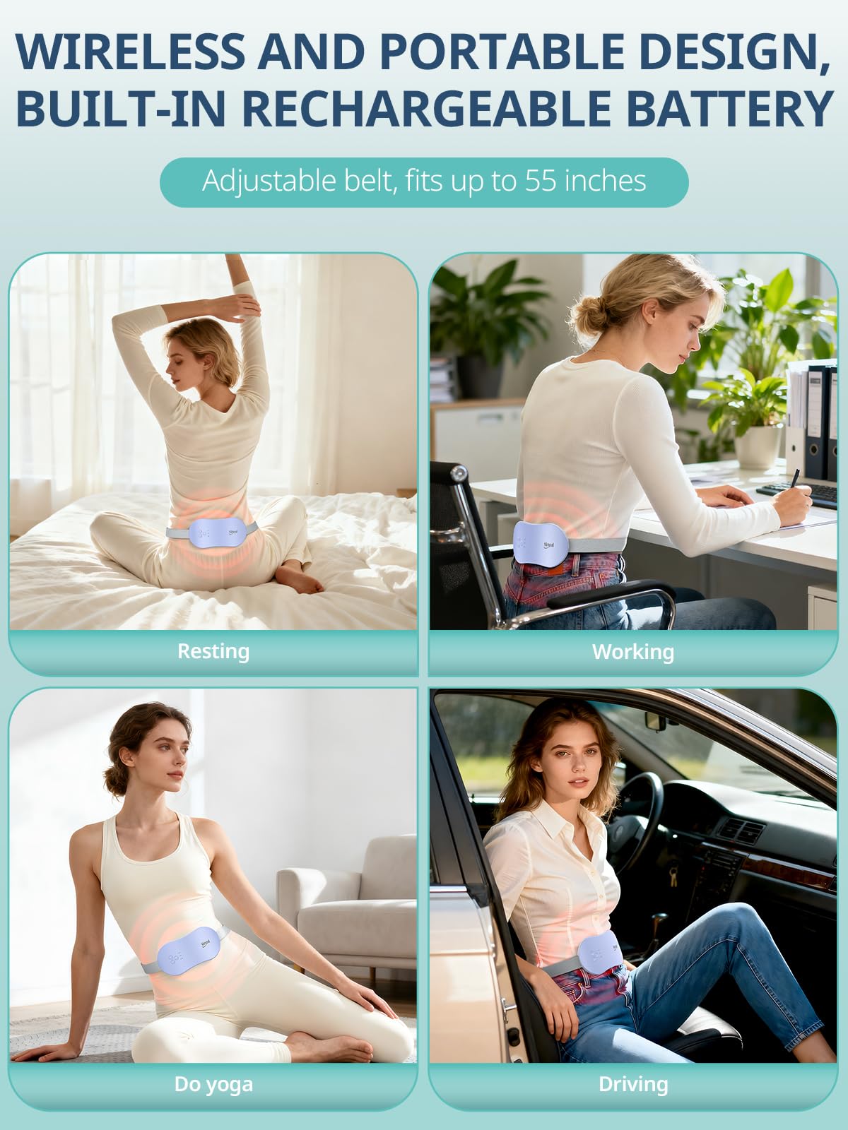 Rechargeable Electric Heating Belt for Period Pain & Cramps – Back & Belly Massager