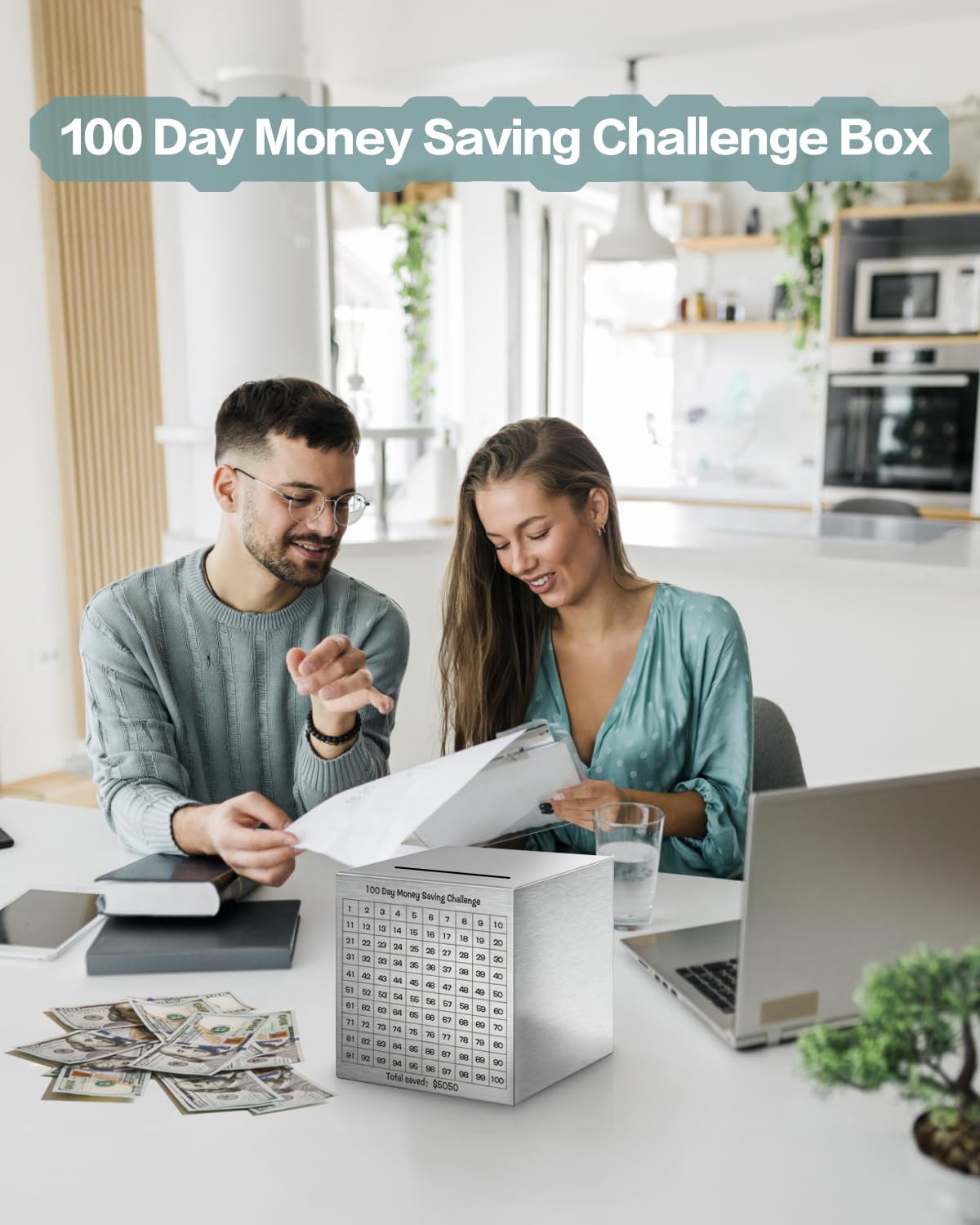 Unbreakable Metal Piggy Bank Adults $5,050 Challenge Break to Open