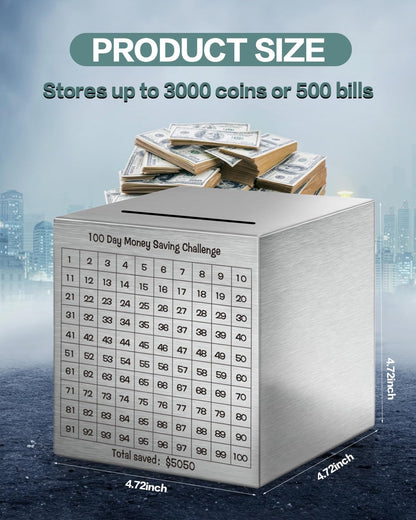 Unbreakable Metal Piggy Bank Adults $5,050 Challenge Break to Open