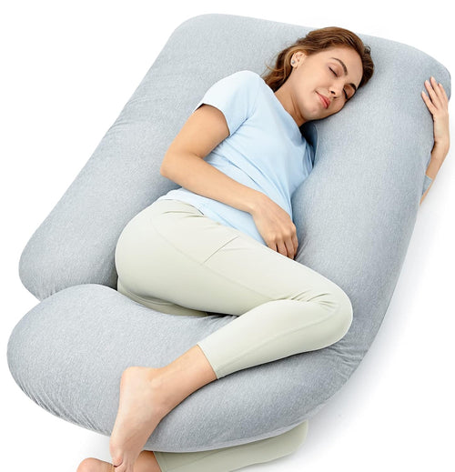 Momcozy U-Shaped Pregnancy Pillow with Cooling Cover for Side Sleepers