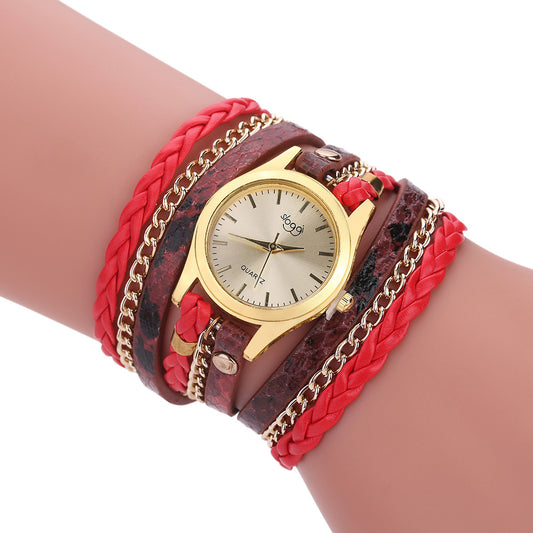 Ladies Wrap Bracelet Watch — Woven Strap, 7 Colors