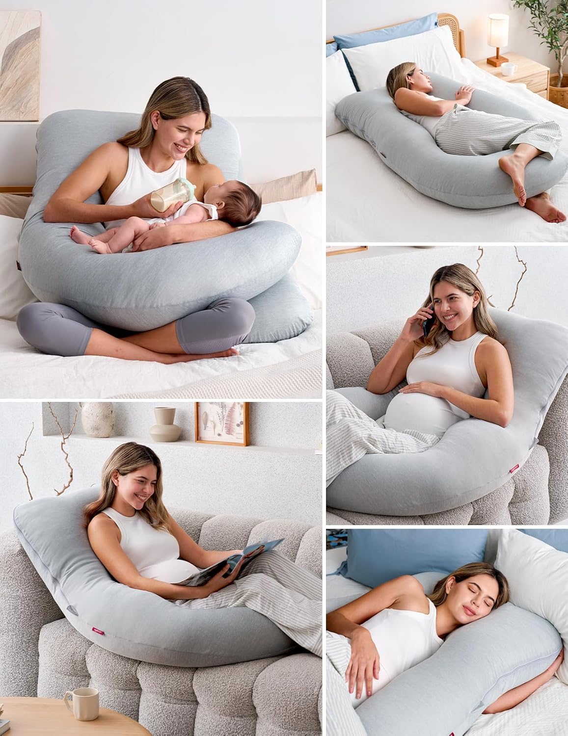 Momcozy U-Shaped Pregnancy Pillow with Cooling Cover for Side Sleepers