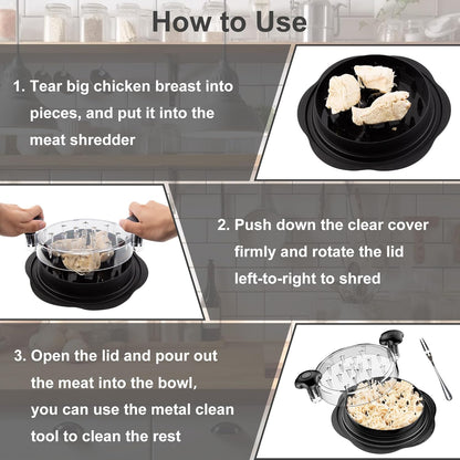 Large Chicken Breast Shredder Tool - Twist Meat Shredder with Brush