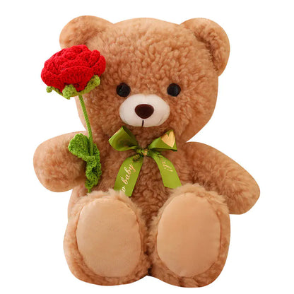 Cute Teddy Bear Plush Toy with Rose - Valentine Gift