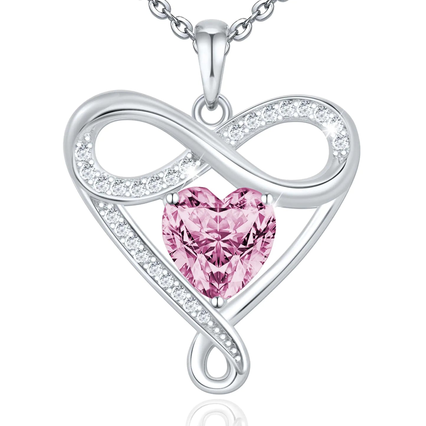 Yuelove 925 Sterling Silver Infinity Love Heart Necklace for Women