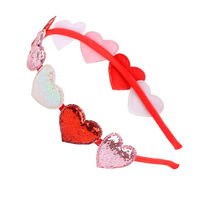 DIUEWOW Valentine Heart Headband Glitter Sequin Love Hair Accessory