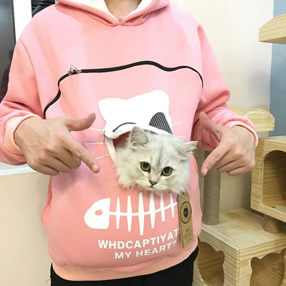 Cat Lovers Hoodie with Animal Ear Pouch Pocket