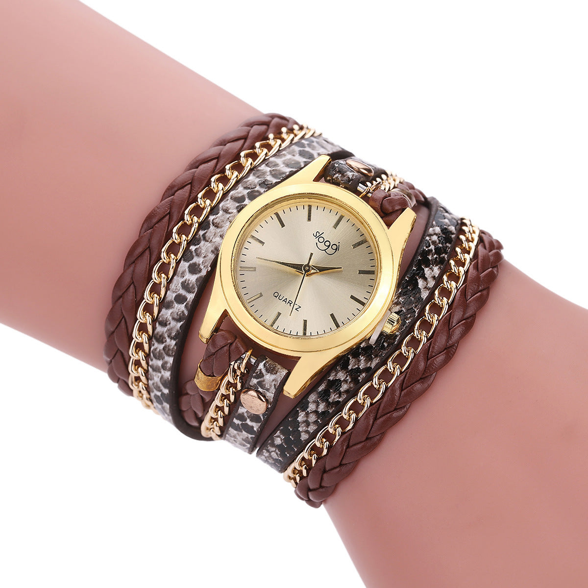 Ladies Wrap Bracelet Watch — Woven Strap, 7 Colors