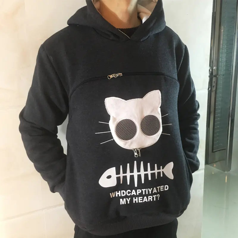 Cat Lovers Hoodie with Animal Ear Pouch Pocket