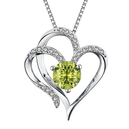 Naixio Heart Birthstone Necklace 925 Sterling Silver Love Pendant