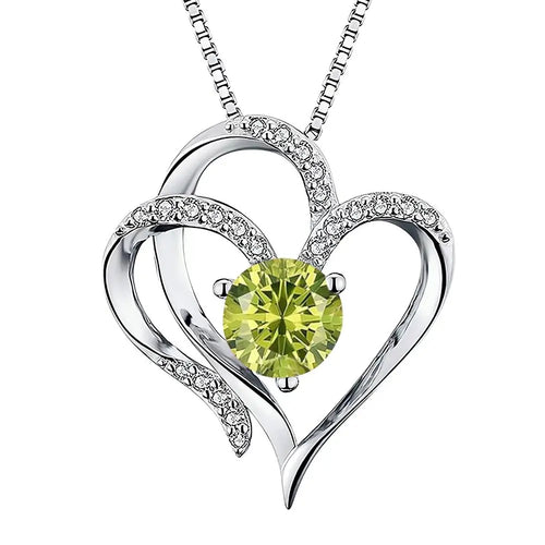 Naixio Heart Birthstone Necklace 925 Sterling Silver Love Pendant
