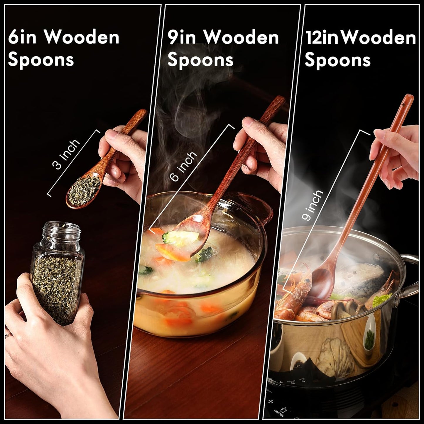 6-Inch Wooden Spoons Set (6 Pack) – Small Natural Wood Soup & Coffee Spoons for Tea, Jam, Sugar, Ice Cream & Bath Salts