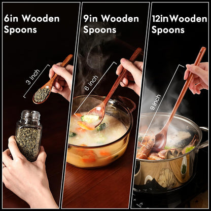 6-Inch Wooden Spoons Set (6 Pack) – Small Natural Wood Soup & Coffee Spoons for Tea, Jam, Sugar, Ice Cream & Bath Salts
