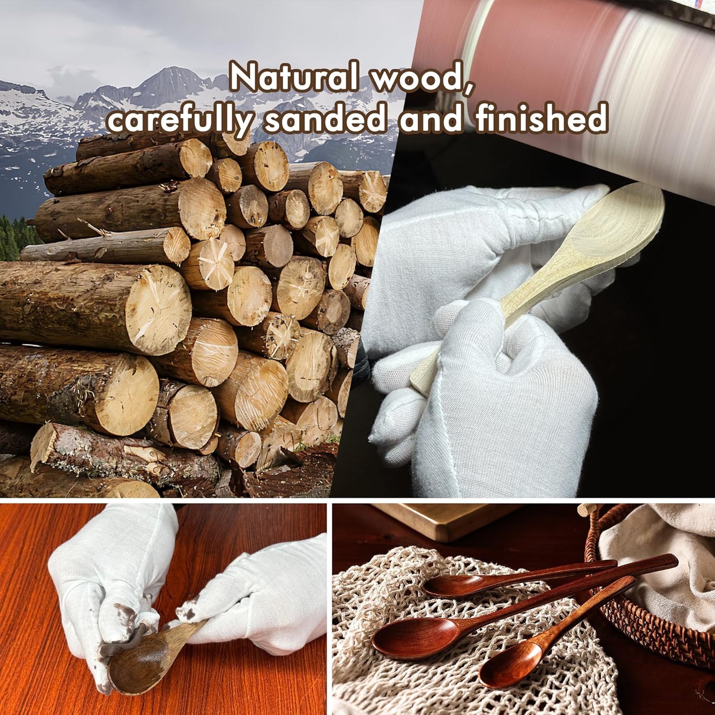6-Inch Wooden Spoons Set (6 Pack) – Small Natural Wood Soup & Coffee Spoons for Tea, Jam, Sugar, Ice Cream & Bath Salts