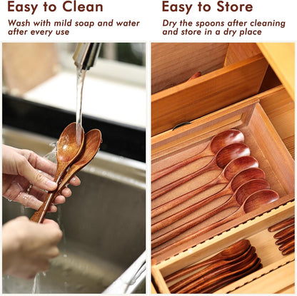 6-Inch Wooden Spoons Set (6 Pack) – Small Natural Wood Soup & Coffee Spoons for Tea, Jam, Sugar, Ice Cream & Bath Salts