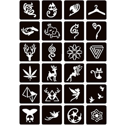 Temporary Henna Tattoo Kit – 3 Cones + 101 Stencils