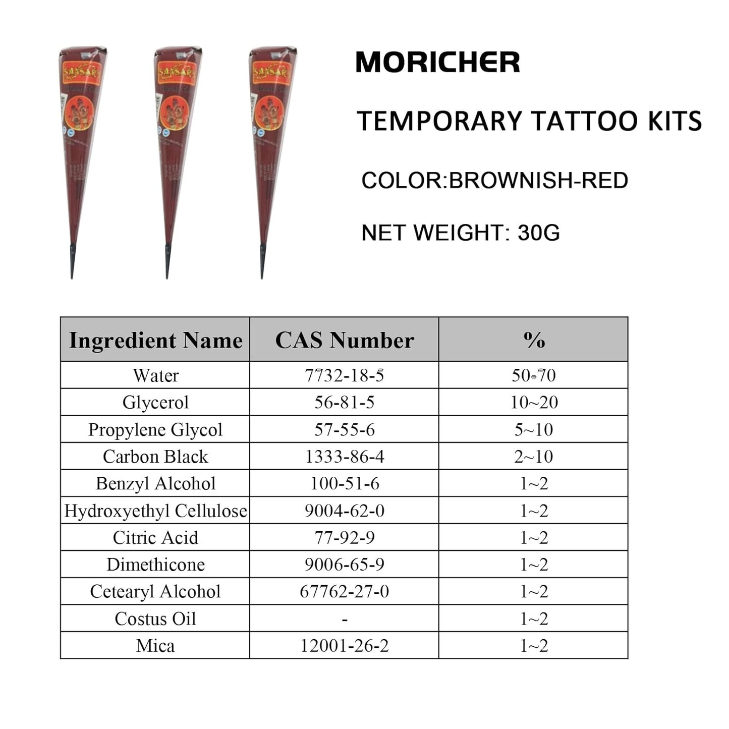 Temporary Henna Tattoo Kit – 3 Cones + 101 Stencils
