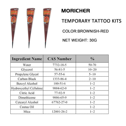 Temporary Henna Tattoo Kit – 3 Cones + 101 Stencils