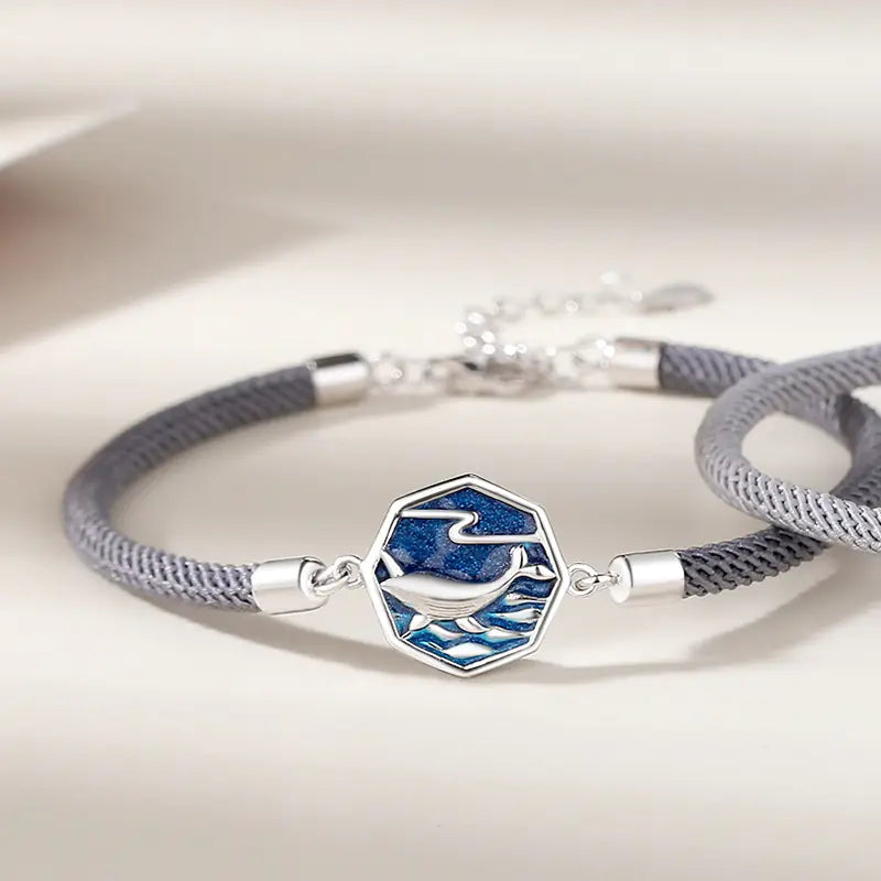 Sterling Silver Whale Lovers Bracelets (Pair)